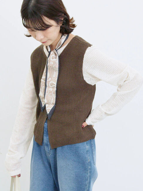 Samansa Mos2 blue「バンダナ付きニットベスト」|ニット・セーター|