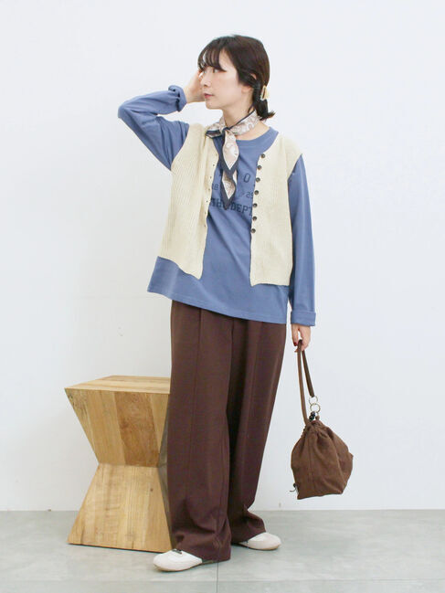 Samansa Mos2 blue「バンダナ付きニットベスト」|ニット・セーター|