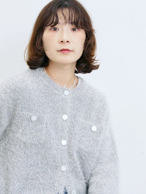 Samansa Mos2 blue「フェザーニットカーディガン」|カーディガン|