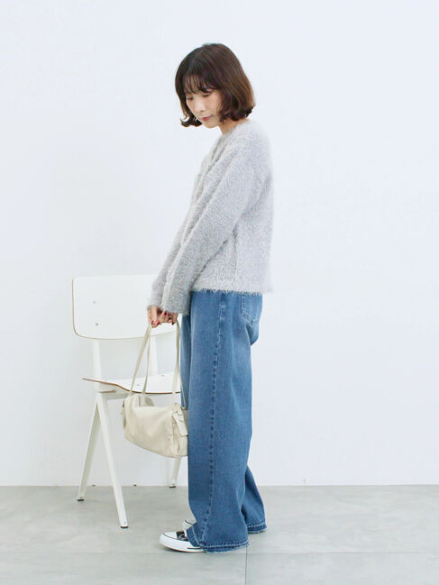 Samansa Mos2 blue「フェザーニットカーディガン」|カーディガン|