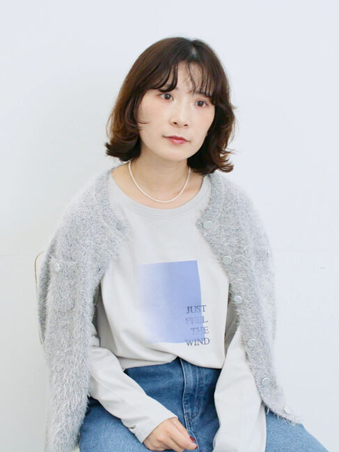 Samansa Mos2 blue「フェザーニットカーディガン」|カーディガン|