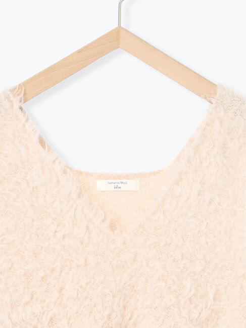 Samansa Mos2 blue「ふわふわショート丈ニットベスト」|ニット・セーター|