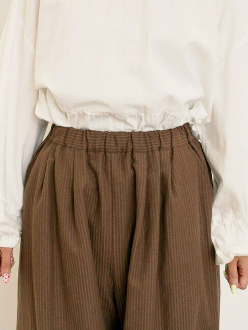 Samansa Mos2「ストライプツイル裾タックパンツ」|その他|