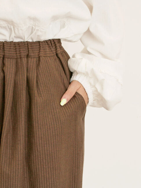 Samansa Mos2「ストライプツイル裾タックパンツ」|その他|