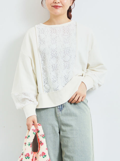 SM2「レース切替裏毛プルオーバー」|Tシャツ・カットソー|