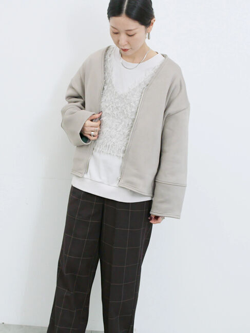 Samansa Mos2 blue「【マシンウォッシャブル】マルチスタイルボンディングブルゾン」|ブルゾン・スタジャン|