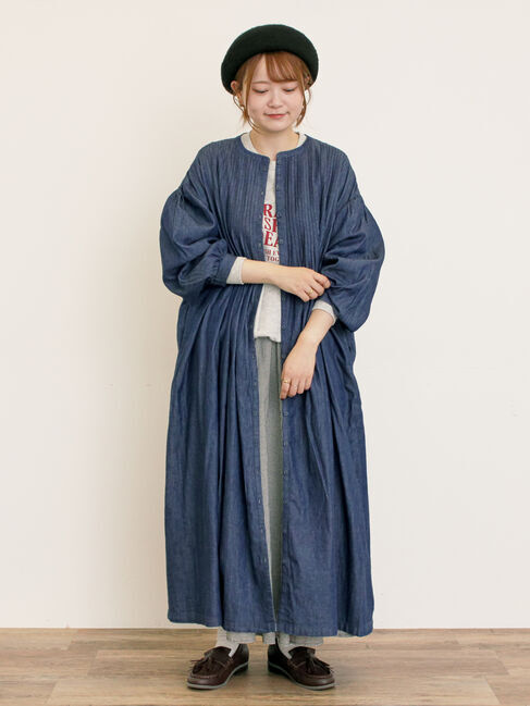 Samansa Mos2「【S/Mサイズ】綿麻/デニムピンタックワンピース」|ワンピース|