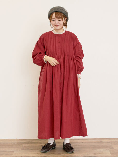 Samansa Mos2「【S/Mサイズ】綿麻/デニムピンタックワンピース」|ワンピース|