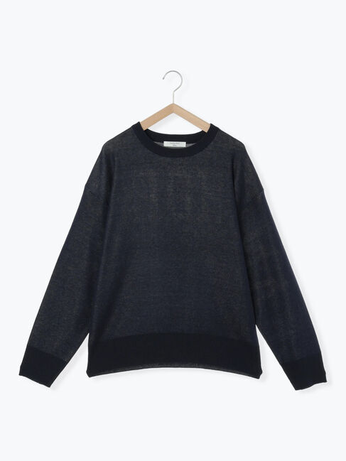 Samansa Mos2 blue「アソートロゴジャガードニットプルオーバー」|ニット・セーター|