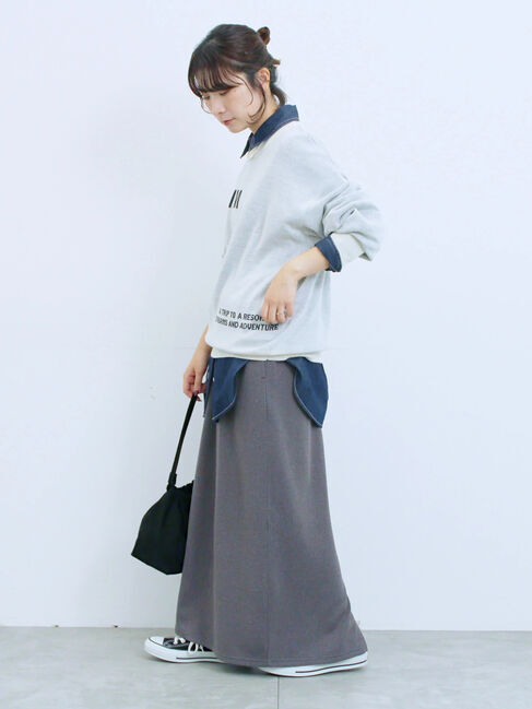 Samansa Mos2 blue「アソートロゴジャガードニットプルオーバー」|ニット・セーター|