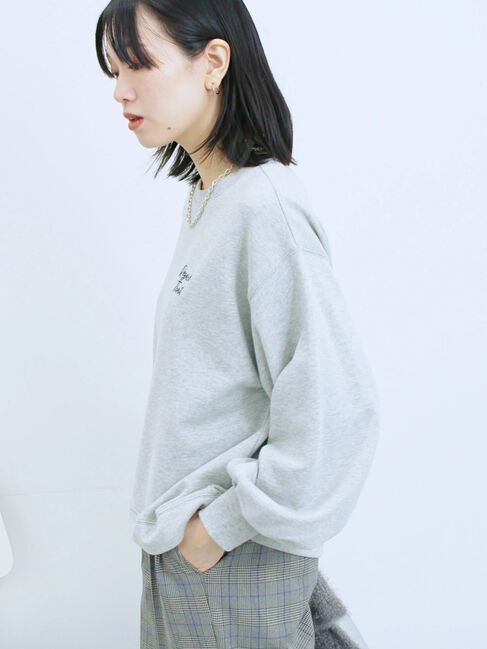 Samansa Mos2 blue「ラメ裏毛プルオーバー」|Tシャツ・カットソー|