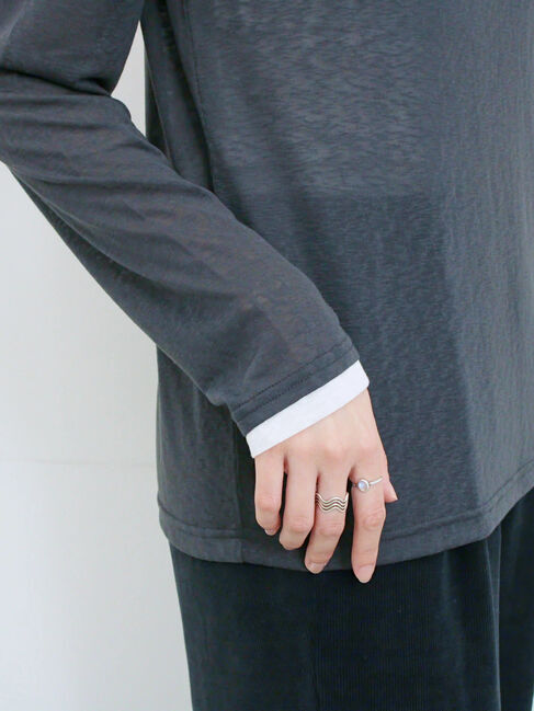 Samansa Mos2 blue「レイヤード風ロンT」|Tシャツ・カットソー|