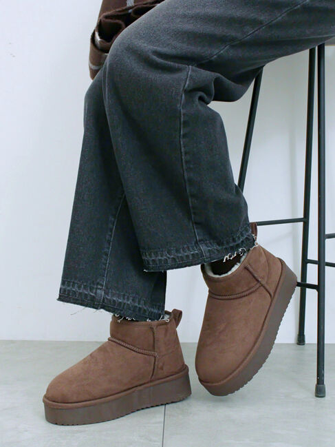 Samansa Mos2 blue「厚底ボアブーツ」|ショートブーツ|