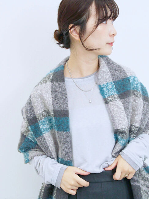 Samansa Mos2 blue「ブークレチェックマフラー」|その他|