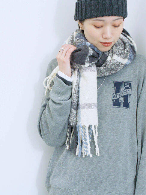 Samansa Mos2 blue「ブークレチェックマフラー」|その他|