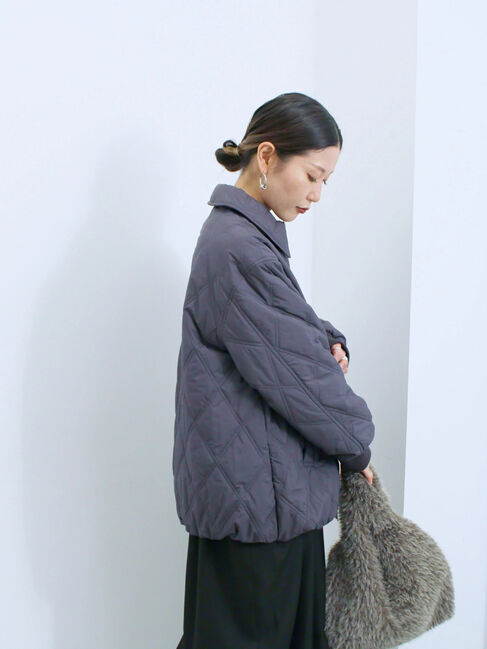 Samansa Mos2 blue「バルーンキルトジャケット」|その他|