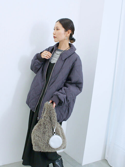 Samansa Mos2 blue「バルーンキルトジャケット」|その他|