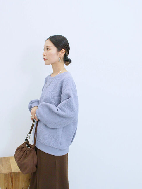 Samansa Mos2 blue「ジャガードダンボールプルオーバー」|Tシャツ・カットソー|