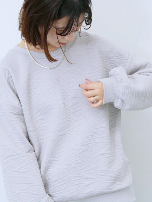 Samansa Mos2 blue「ジャガードダンボールプルオーバー」|Tシャツ・カットソー|