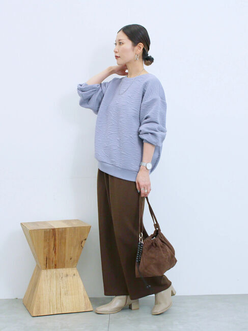 Samansa Mos2 blue「ジャガードダンボールプルオーバー」|Tシャツ・カットソー|