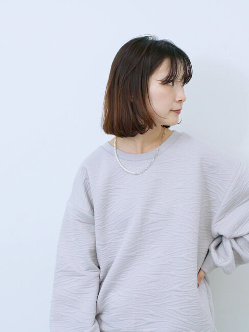 Samansa Mos2 blue「ジャガードダンボールプルオーバー」|Tシャツ・カットソー|