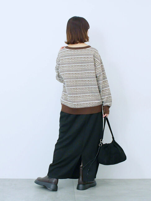 Samansa Mos2 blue「もちもちジャガードニットプルオーバー」|ニット・セーター|