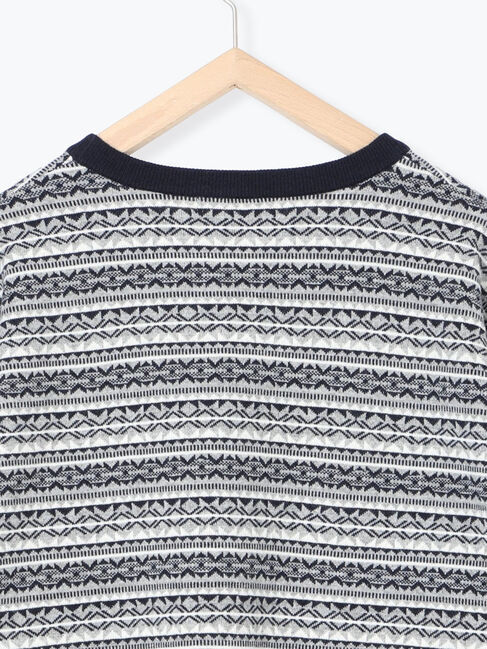 Samansa Mos2 blue「もちもちジャガードニットプルオーバー」|ニット・セーター|