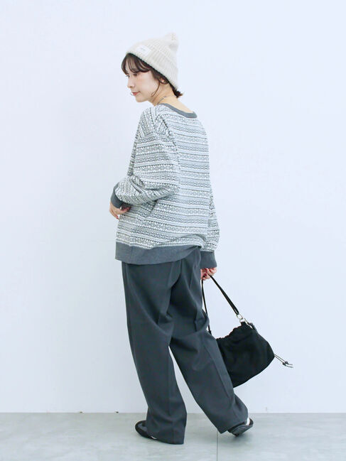 Samansa Mos2 blue「もちもちジャガードニットプルオーバー」|ニット・セーター|