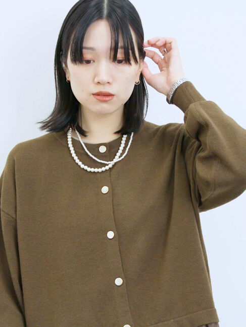 Samansa Mos2 blue「ペプラムチュールニットカーディガン」|カーディガン|