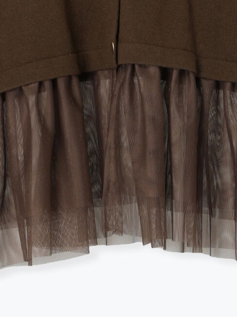 Samansa Mos2 blue「ペプラムチュールニットカーディガン」|カーディガン|