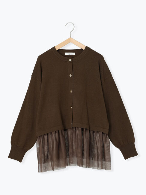 Samansa Mos2 blue「ペプラムチュールニットカーディガン」|カーディガン|