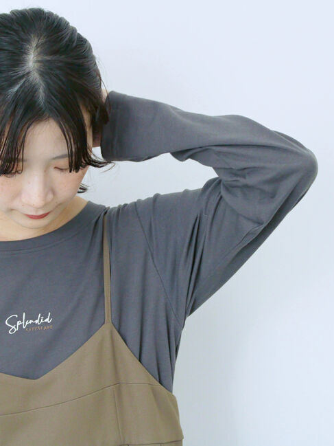 Samansa Mos2 blue「ワンポイント刺繍プルオーバー」|Tシャツ・カットソー|