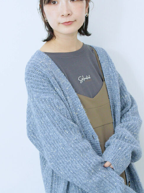 Samansa Mos2 blue「ワンポイント刺繍プルオーバー」|Tシャツ・カットソー|