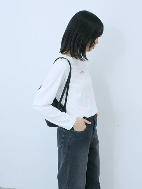 Samansa Mos2 blue「ワンポイント刺繍プルオーバー」|Tシャツ・カットソー|