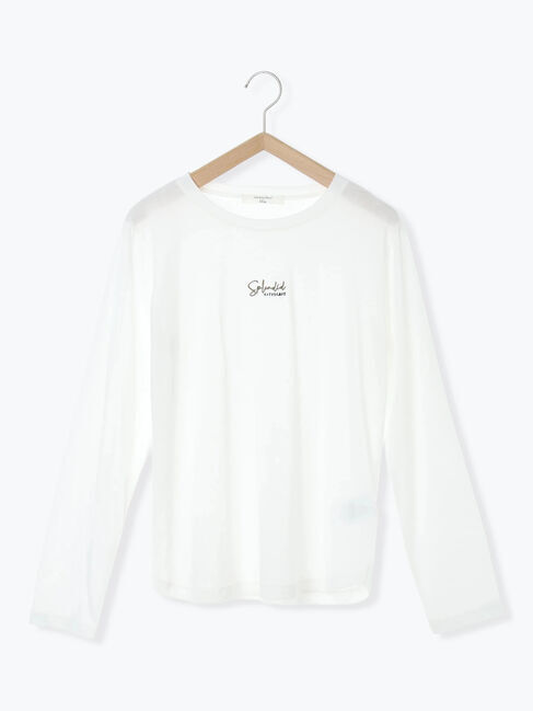 Samansa Mos2 blue「ワンポイント刺繍プルオーバー」|Tシャツ・カットソー|