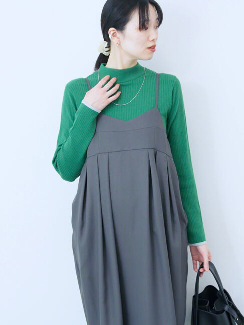 Samansa Mos2 blue「タック入りコクーンジャンスカ」|ワンピース|