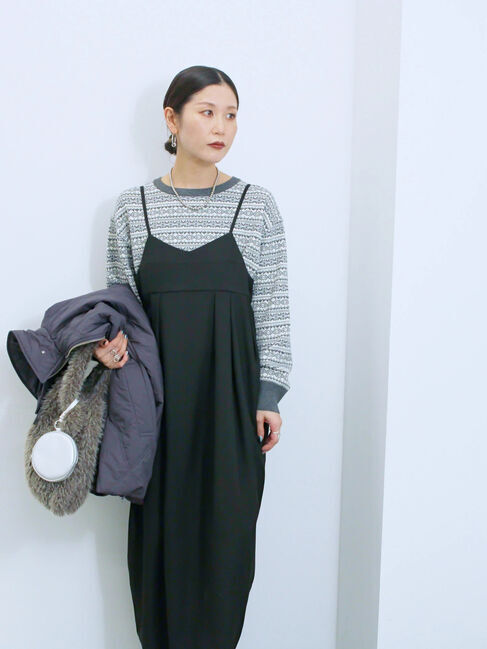 Samansa Mos2 blue「タック入りコクーンジャンスカ」|ワンピース|