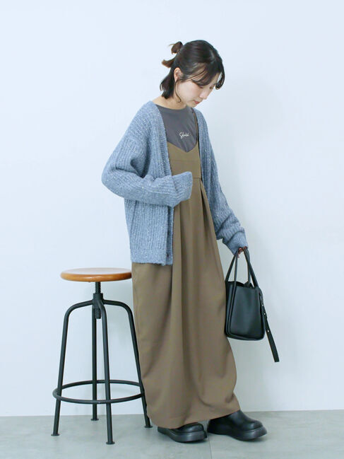 Samansa Mos2 blue「タック入りコクーンジャンスカ」|ワンピース|