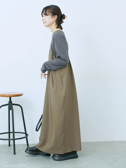 Samansa Mos2 blue「タック入りコクーンジャンスカ」|ワンピース|