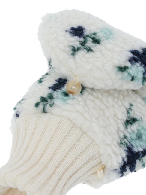 Samansa Mos2「ボア花柄ミトン」|手袋|