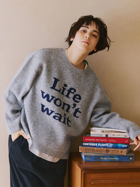 SM2「ロゴニットプルオーバー」|ニット・セーター|グレー