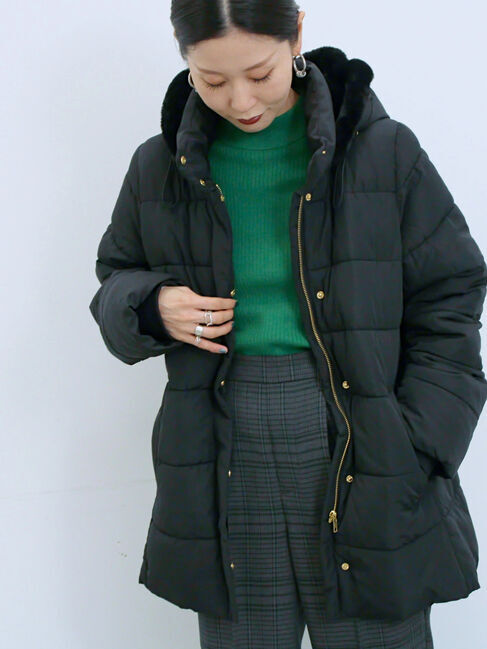 Samansa Mos2 blue「スタイルアップパデットコート」|その他|