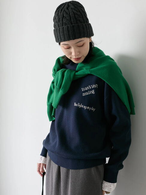 Samansa Mos2 blue「【Hug knit】ロゴプルオーバー」|ニット・セーター|