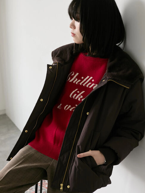 Samansa Mos2 blue「【Hug knit】ロゴプルオーバー」|ニット・セーター|