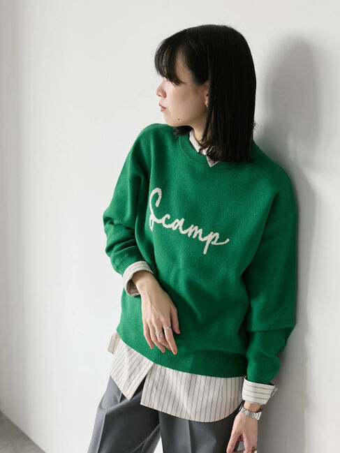 Samansa Mos2 blue「【Hug knit】ロゴプルオーバー」|ニット・セーター|