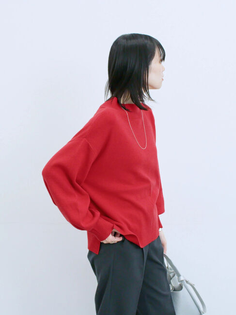 Samansa Mos2 blue「【Hug knit】袖ボリュームハイネックプルオーバー」|ニット・セーター|