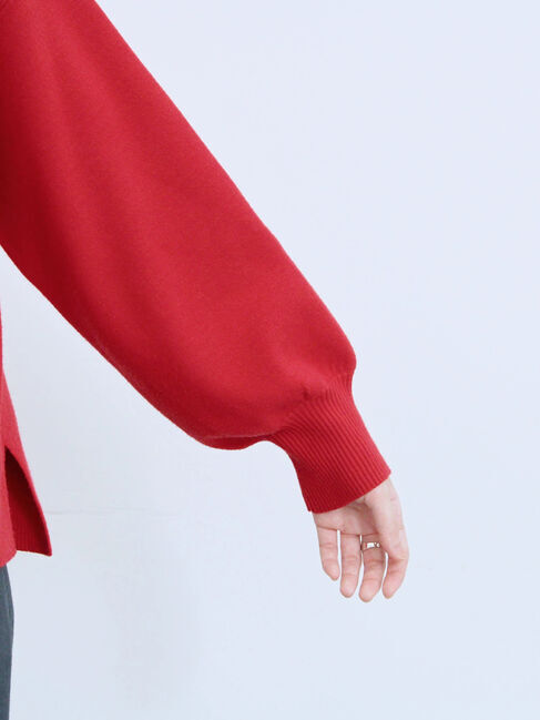 Samansa Mos2 blue「【Hug knit】袖ボリュームハイネックプルオーバー」|ニット・セーター|