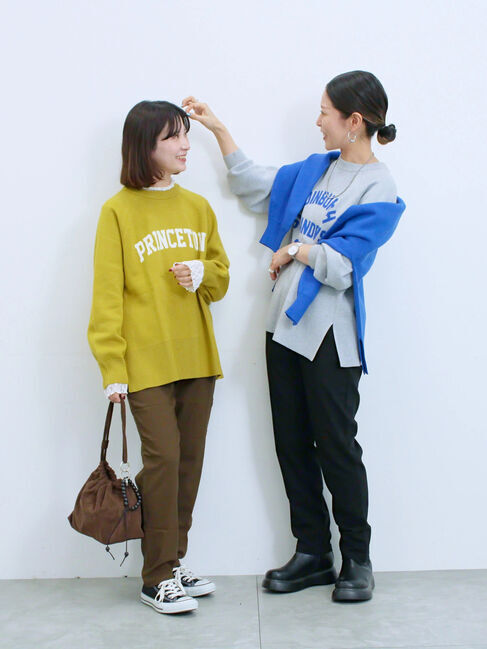 Samansa Mos2 blue「ロゴニットプルオーバー」|ニット・セーター|