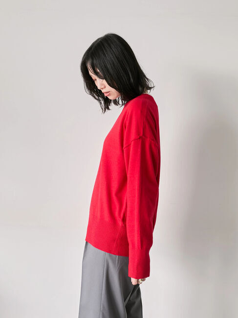 Samansa Mos2 blue「◎Vネックニットプルオーバー」|ニット・セーター|