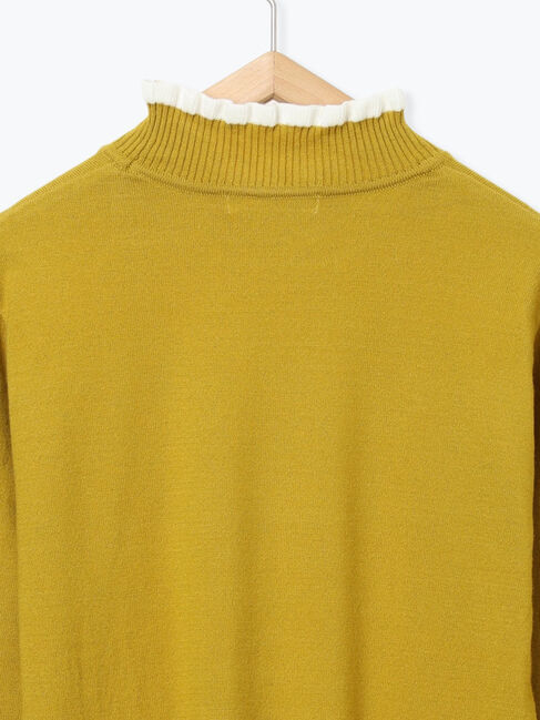 Samansa Mos2 blue「配色フリル衿ニットプルオーバー」|ニット・セーター|